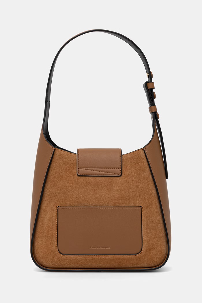 Doplnky Karl Lagerfeld kabelka hobo dámska semišová K/SIGNATURE B3W30305 hnedá