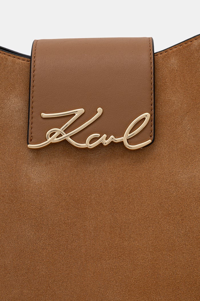Karl Lagerfeld kabelka hobo dámska semišová K/SIGNATURE hnedá B3W30305