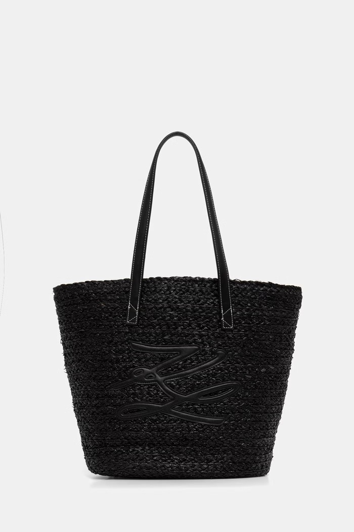 Karl Lagerfeld plážová kabelka dámska pletená K/AUTOGRAPH čierna B3W46041