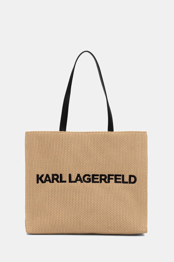 Karl Lagerfeld geantă tote pentru femei împletită K/ESSENTIAL bej B3W46044