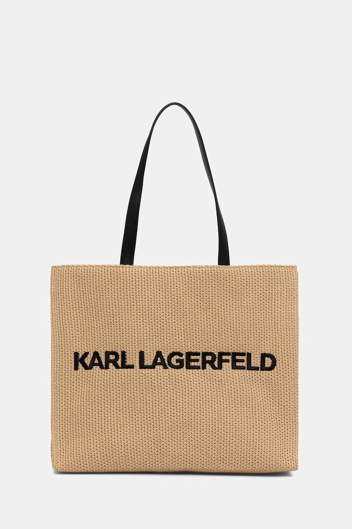 Karl Lagerfeld geantă tote pentru femei împletită K/ESSENTIAL bej B3W46044