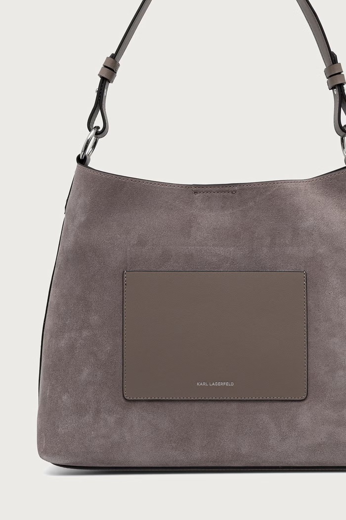 Accesorii Karl Lagerfeld Geantă shopper pentru femei din piele întoarsă K/DAILY B3W30346 gri