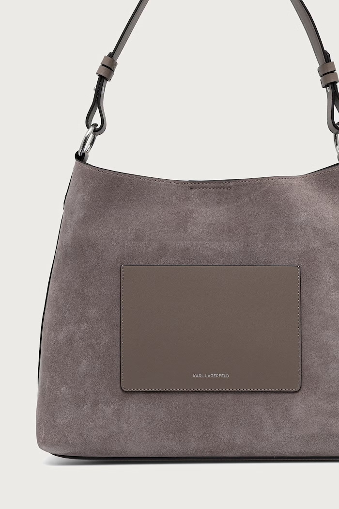 Accesorii Karl Lagerfeld Geantă shopper pentru femei din piele întoarsă K/DAILY B3W30346 gri