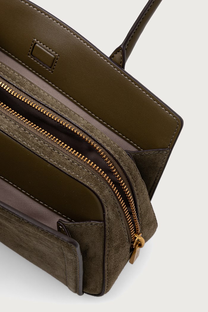 Torebka bagietka damska zamszowa LAILA MICHAEL Michael Kors 30T6A9IT0S zielony