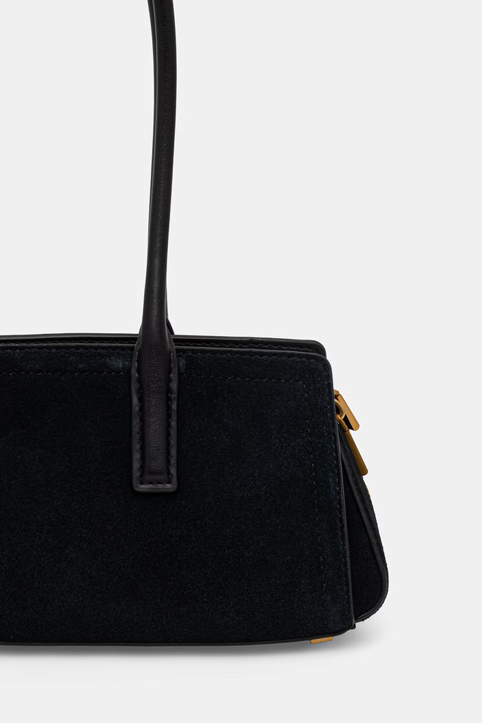 MICHAEL Michael Kors torebka bagietka damska zamszowa LAILA czarny 30T6A9IT0S