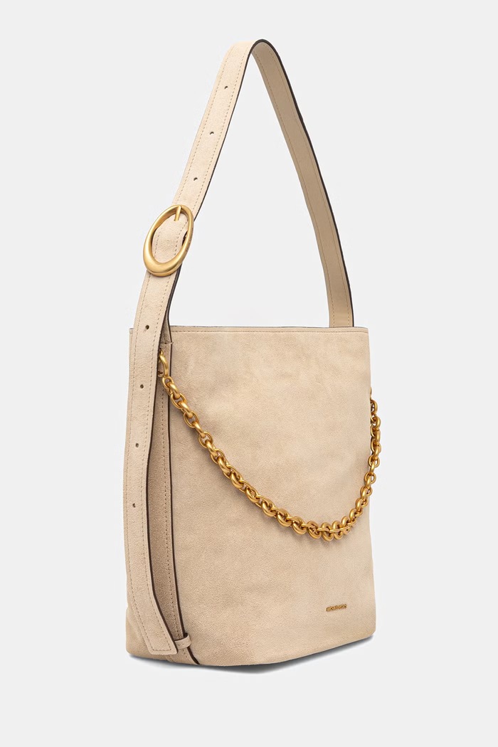 MICHAEL Michael Kors torebka hobo damska zamszowa Nolita 30T6AUEM8S beżowy AW26