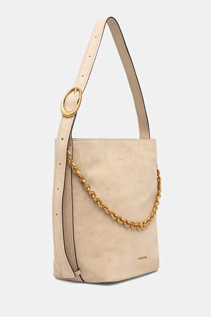 MICHAEL Michael Kors torebka hobo damska zamszowa Nolita 30T6AUEM8S beżowy AW26
