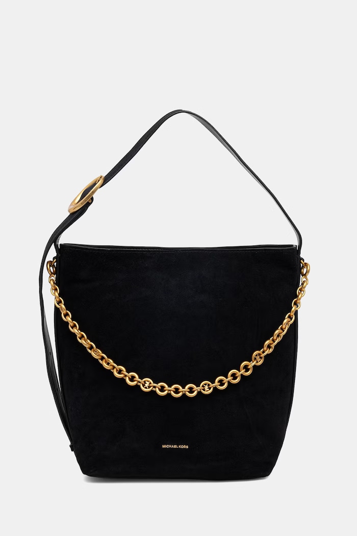 MICHAEL Michael Kors torebka hobo damska zamszowa Nolita czarny 30T6AUEM8S