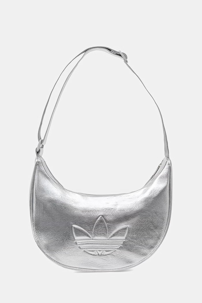 adidas Originals τσάντα hobo γυναικεία από απομίμηση δέρματος Adicolor ασημί KR1562