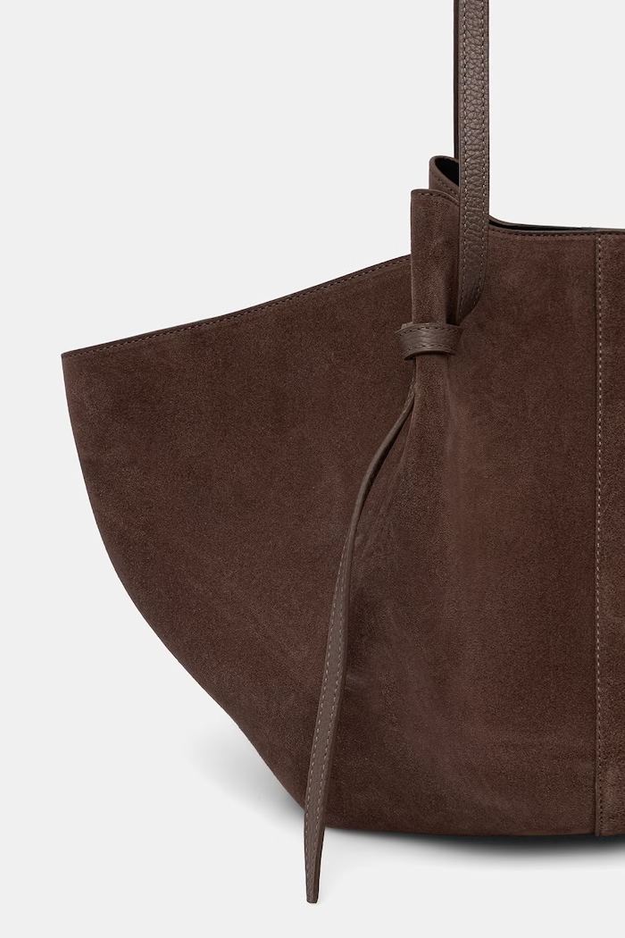 Akcesoria Yuzefi torebka shopper damska zamszowa LARGE MOCHI YUZRS26.HB.LM.S026 brązowy