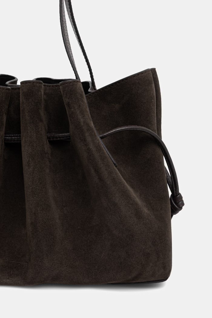 Akcesoria Yuzefi torebka hobo damska zamszowa SCALLOP SHOULDER YUZAW26.HB.SSB.S029 brązowy