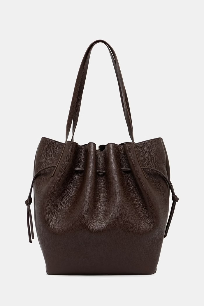 Yuzefi torebka tote damska skórzana SCALLOP brązowy YUZPF26.HB.SCT.L038