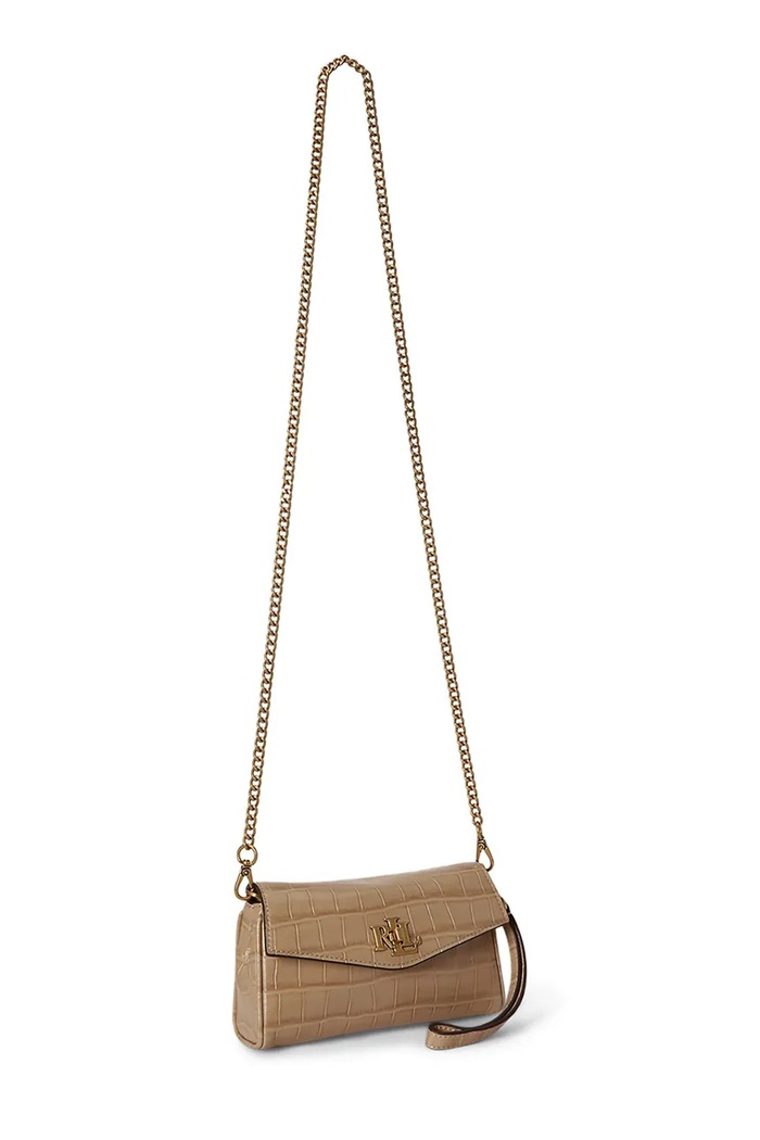 Akcesoria Lauren Ralph Lauren torebka crossbody damska skórzana 432P15659 beżowy