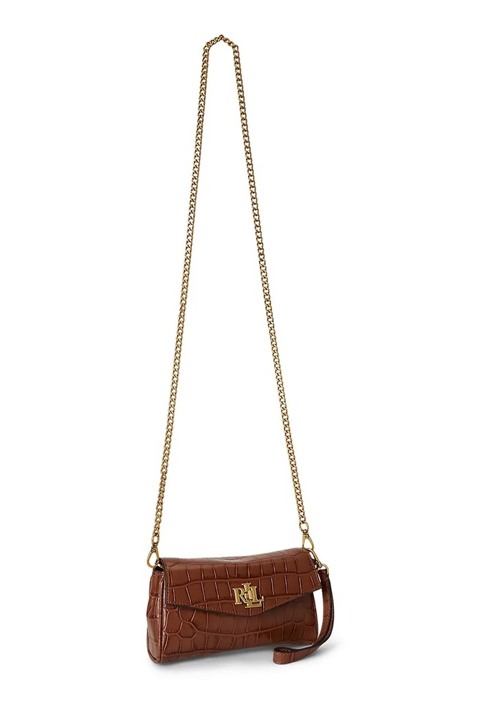 Akcesoria Lauren Ralph Lauren torebka crossbody damska skórzana 432P15659 brązowy