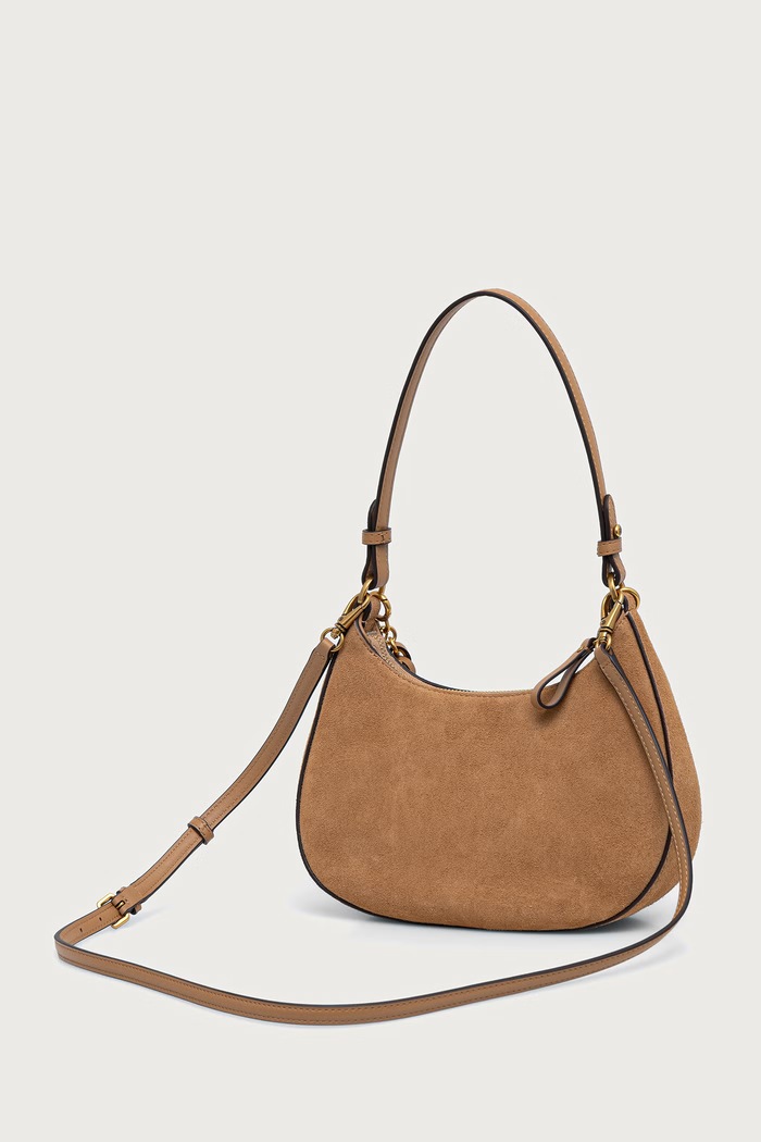 Doplnky Lauren Ralph Lauren Crossbody kabelka dámska semišová 431P15639 hnedá