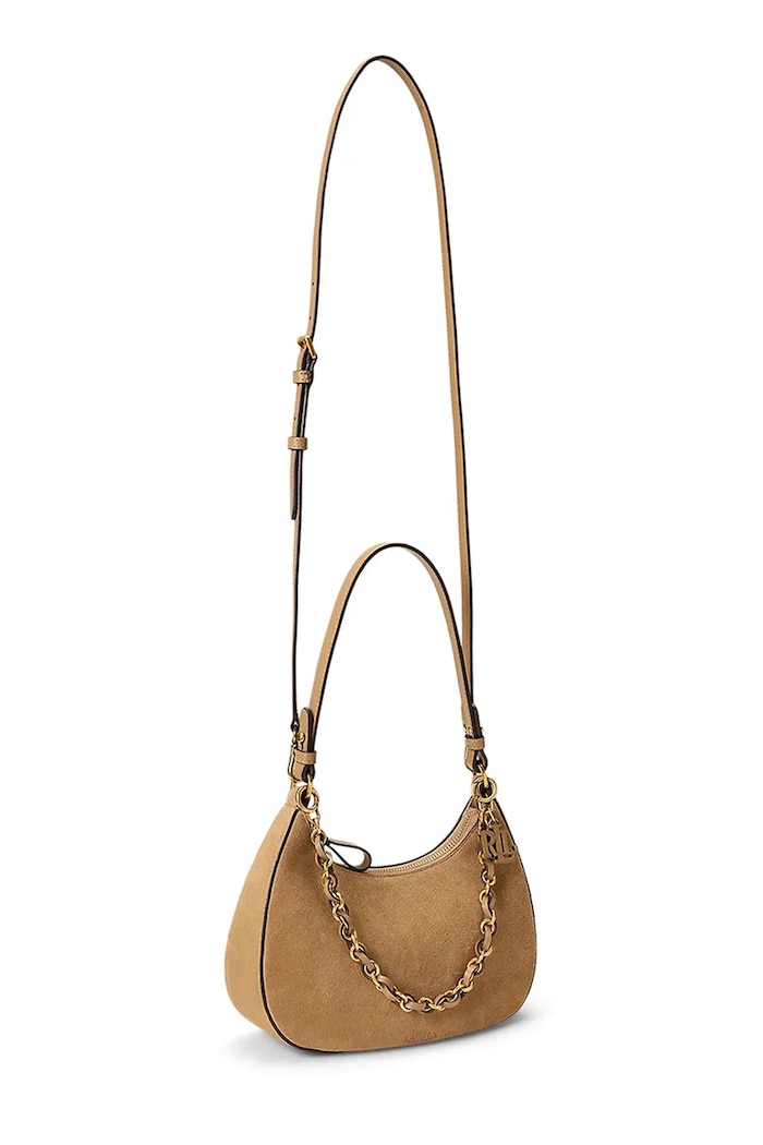 Doplnky Lauren Ralph Lauren Crossbody kabelka dámska semišová 431P15639 hnedá