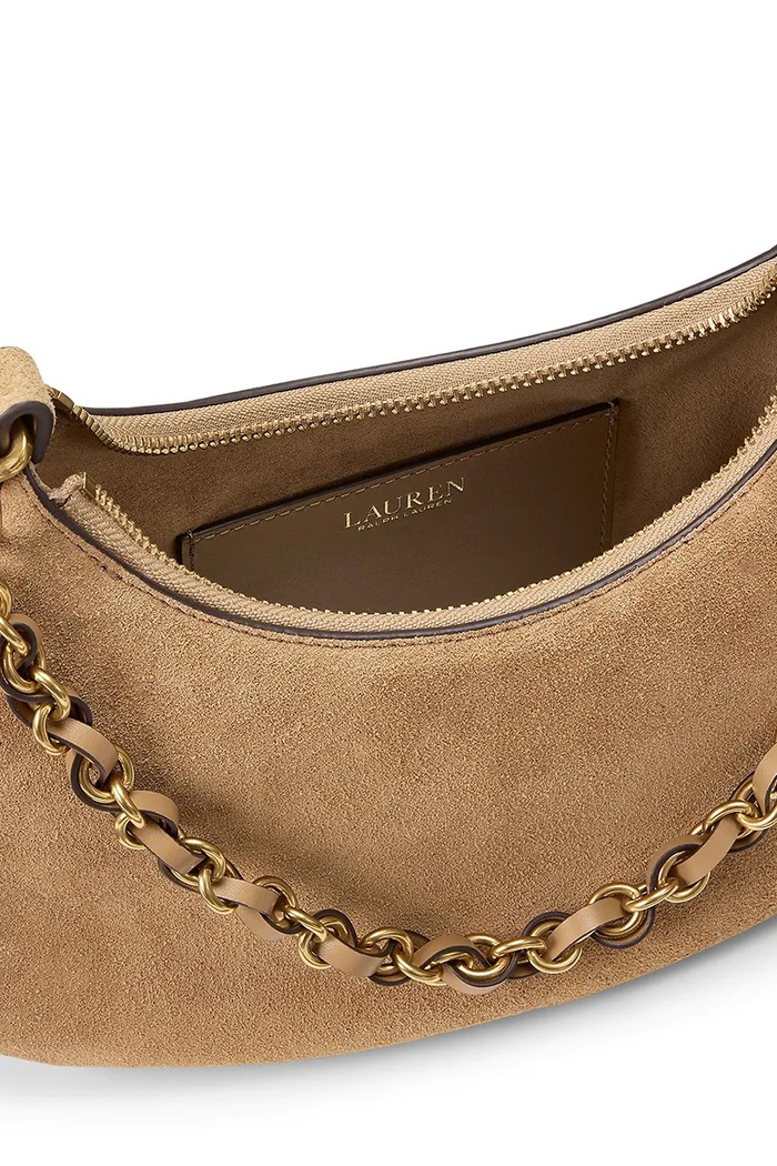 Crossbody kabelka dámska semišová Lauren Ralph Lauren hnedá 431P15639
