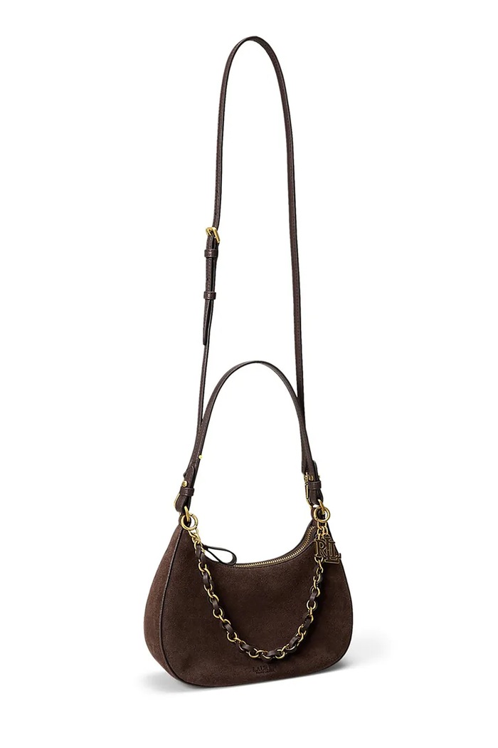 Akcesoria Lauren Ralph Lauren torebka crossbody damska zamszowa 431P15639 brązowy