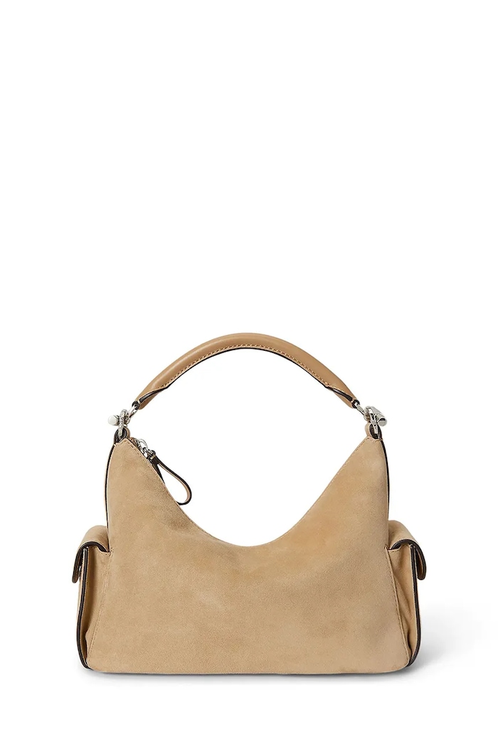 Lauren Ralph Lauren torebka hobo damska zamszowa beżowy 431P11778