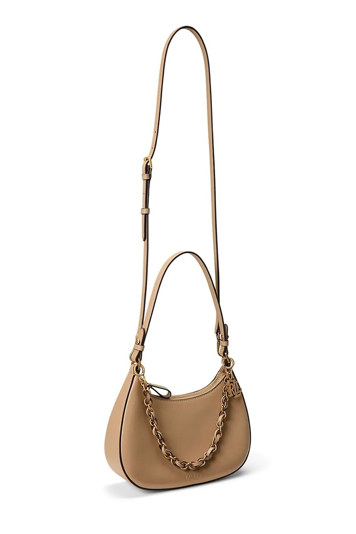 Akcesoria Lauren Ralph Lauren torebka hobo damska skórzana 431P11747 beżowy