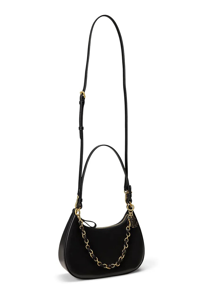 Akcesoria Lauren Ralph Lauren torebka hobo damska skórzana 431P11747 czarny