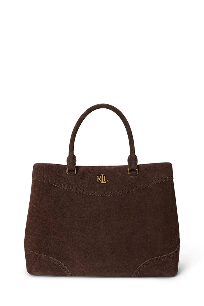 Lauren Ralph Lauren torebka shopper damska zamszowa brązowy 431P15645
