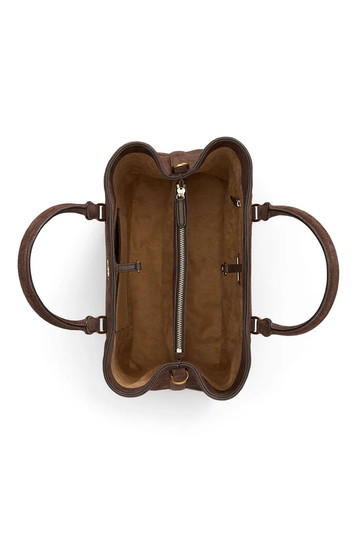 Lauren Ralph Lauren torebka shopper damska zamszowa brązowy 431P15645