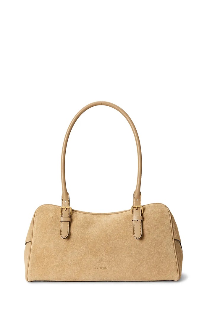 Lauren Ralph Lauren torebka bagietka damska zamszowa 431P15643 beżowy AW26