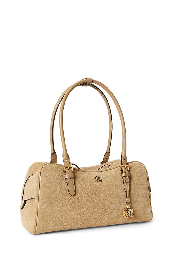 Akcesoria Lauren Ralph Lauren torebka bagietka damska zamszowa 431P15643 beżowy