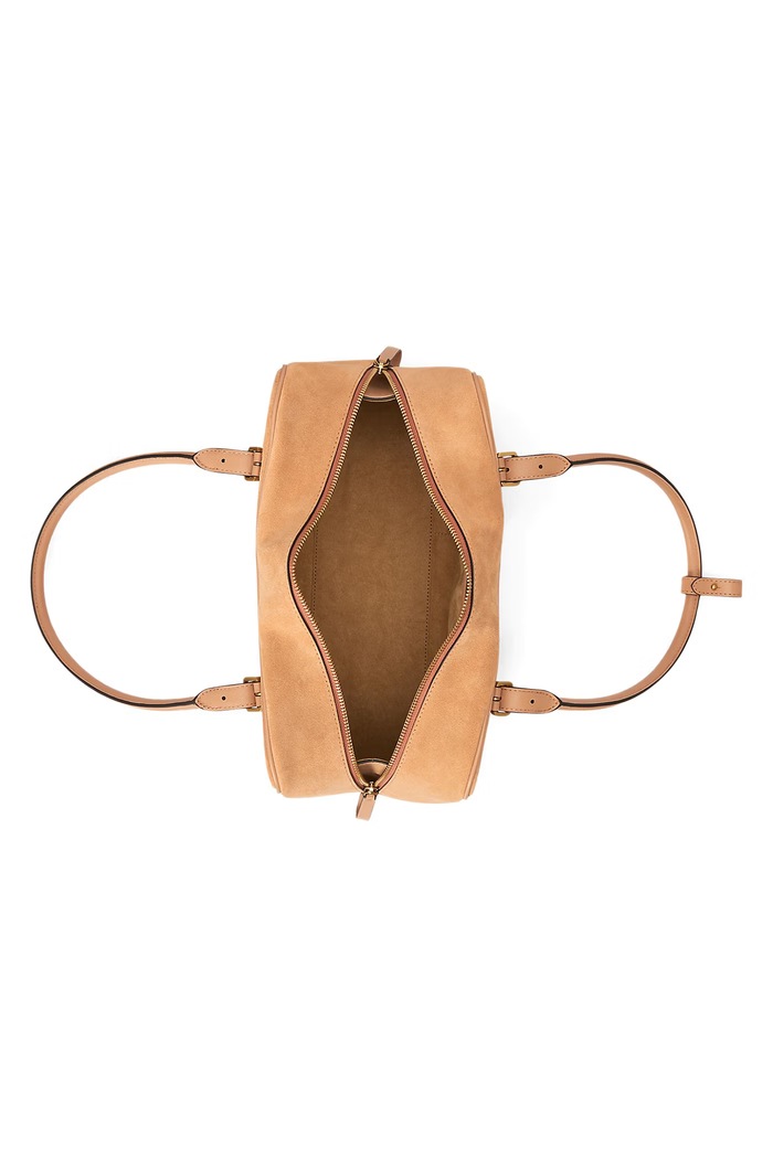 Torebka bagietka damska zamszowa Lauren Ralph Lauren 431P15643 różowy