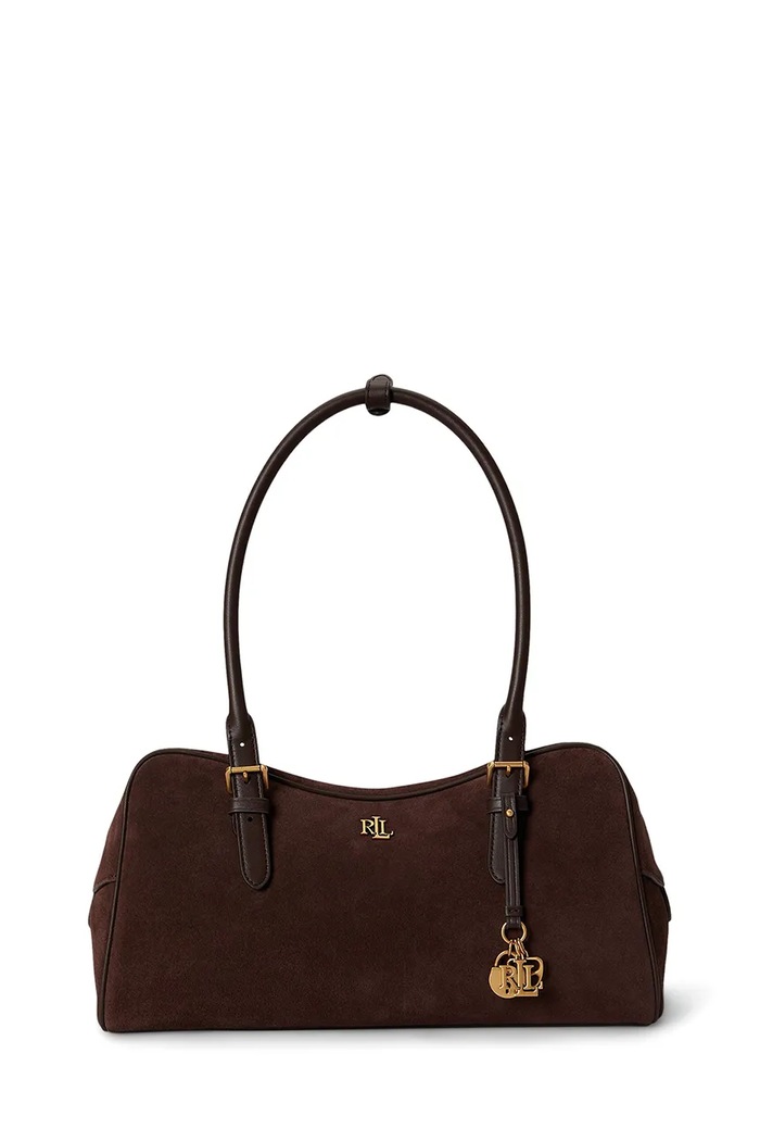 Lauren Ralph Lauren torebka bagietka damska zamszowa brązowy 431P15643