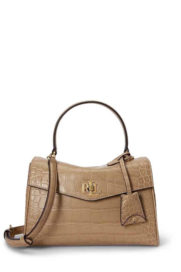 Lauren Ralph Lauren torebka crossbody damska skórzana beżowy 431P15617