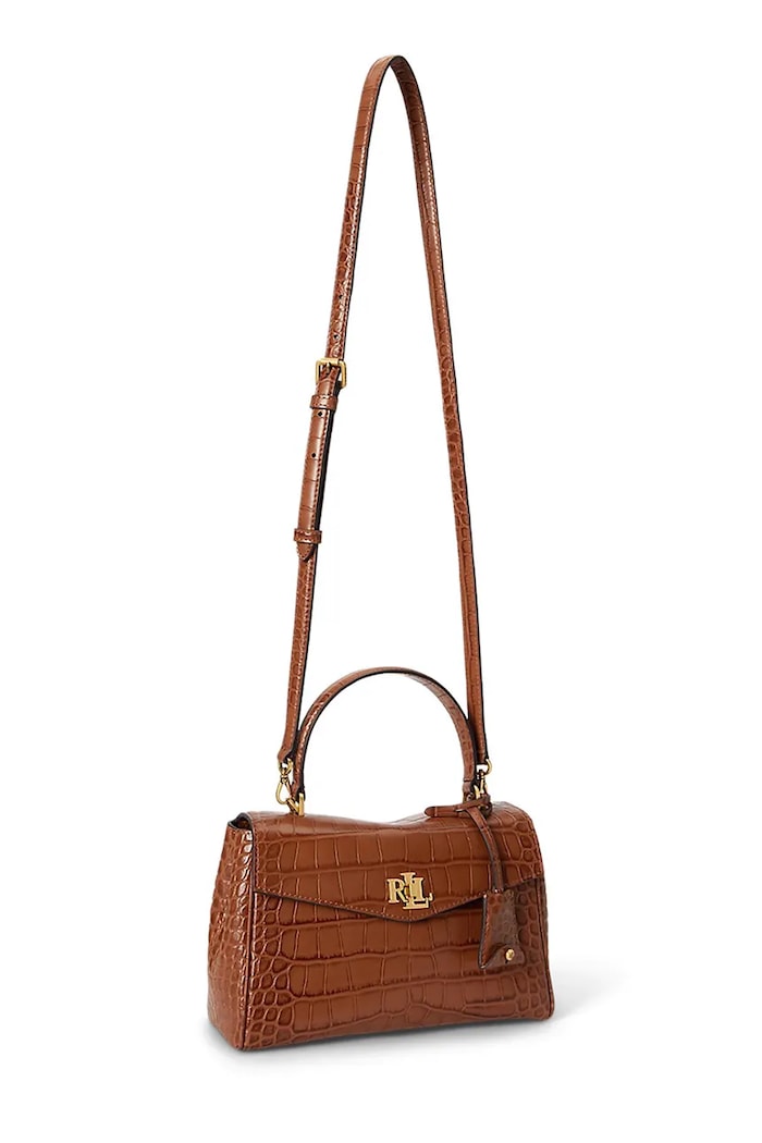 Akcesoria Lauren Ralph Lauren torebka crossbody damska skórzana 431P15617 brązowy