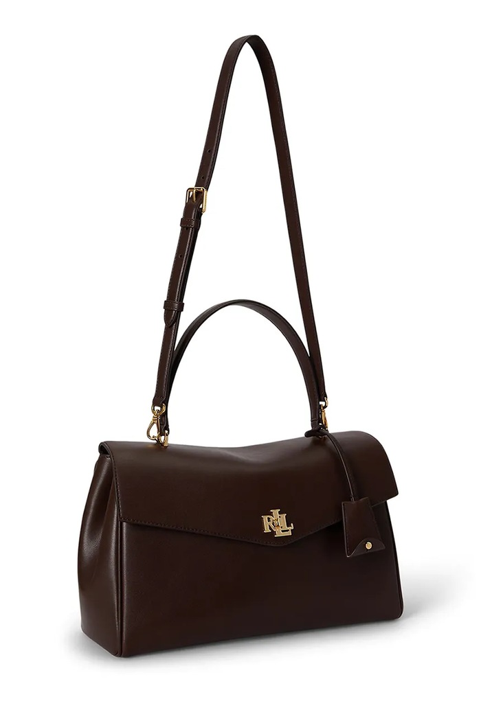 Dodatki Lauren Ralph Lauren klasična torbica ženska usnjena 431P11738 rjava