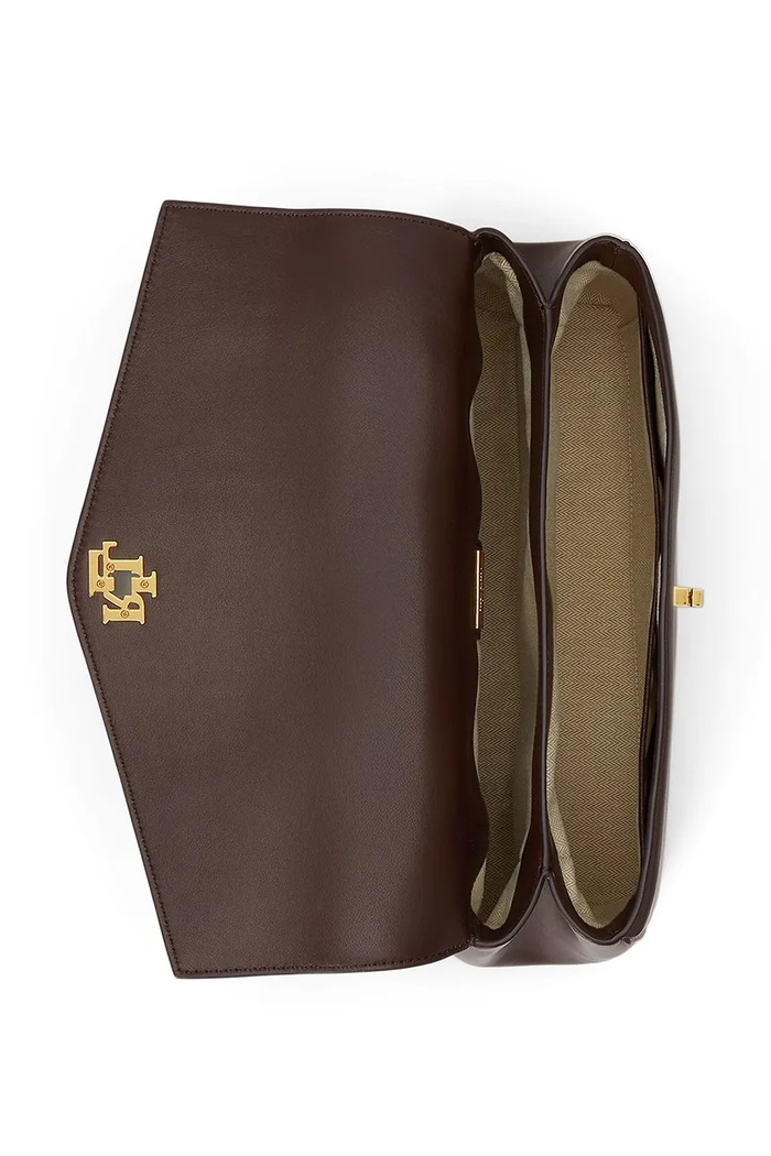 Lauren Ralph Lauren klasična torbica ženska usnjena rjava 431P11738