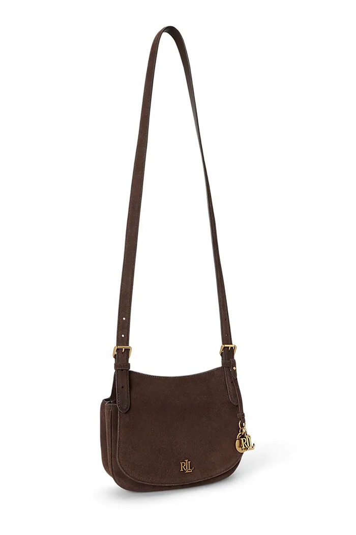 Akcesoria Lauren Ralph Lauren torebka crossbody damska zamszowa 431P15642 brązowy