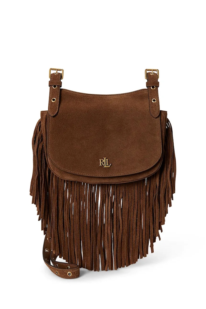 Lauren Ralph Lauren torebka crossbody damska zamszowa brązowy 431P11793