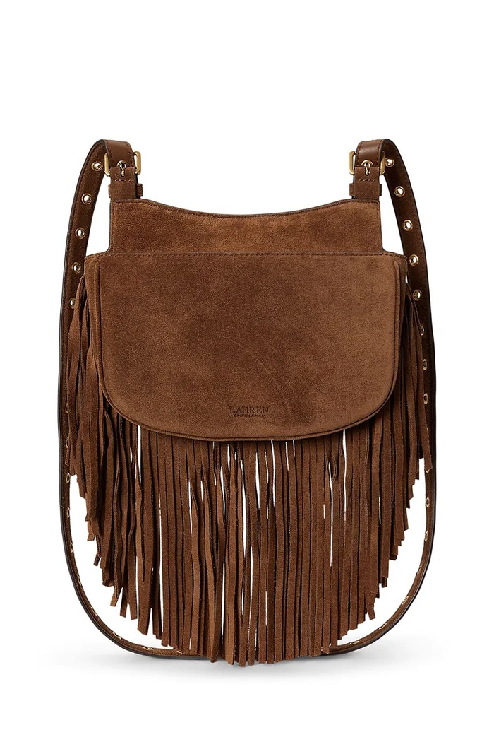 Lauren Ralph Lauren torebka crossbody damska zamszowa 431P11793 brązowy AW26