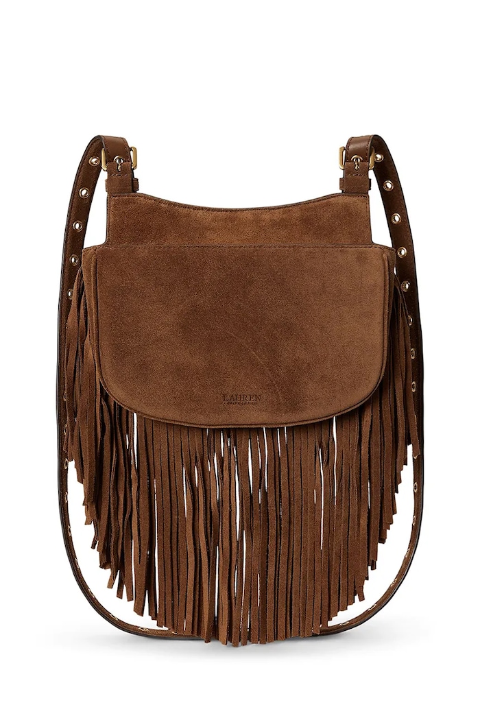 Lauren Ralph Lauren torebka crossbody damska zamszowa 431P11793 brązowy AW26