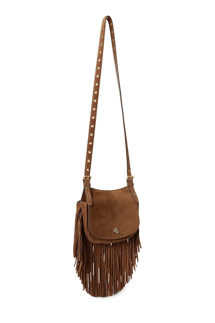 Akcesoria Lauren Ralph Lauren torebka crossbody damska zamszowa 431P11793 brązowy