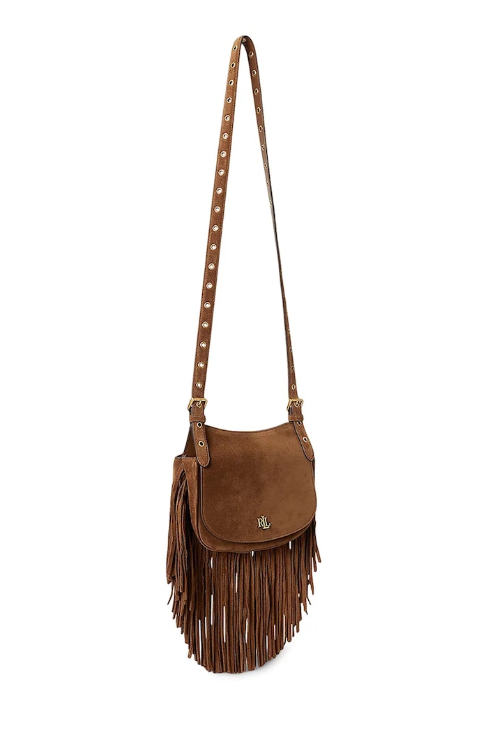 Akcesoria Lauren Ralph Lauren torebka crossbody damska zamszowa 431P11793 brązowy