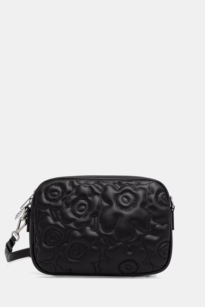 Marimekko crossbody torbica usnjena črna 095615