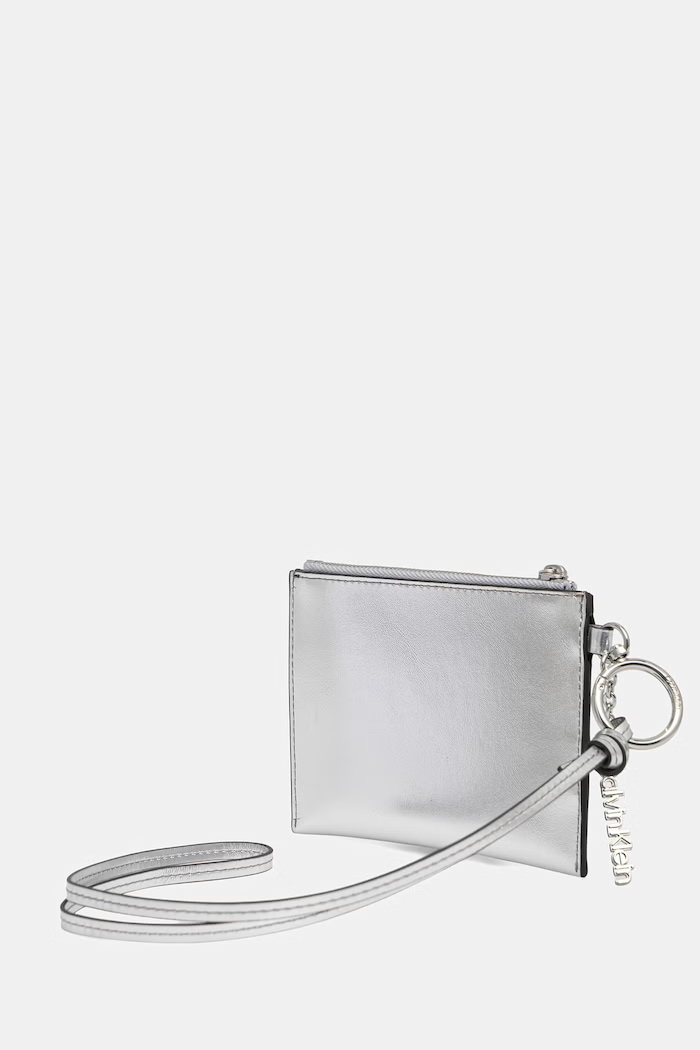 Calvin Klein portfel damski skórzany LV04F1263G srebrny AW26