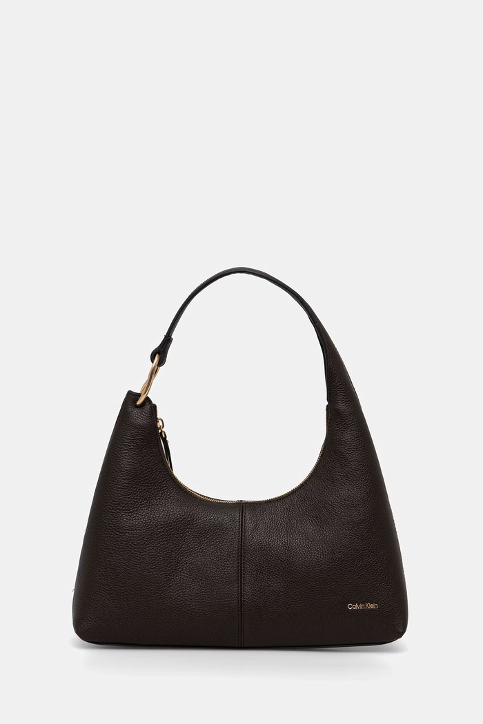 Calvin Klein τσάντα hobo γυναικεία δερμάτινη καφέ LV04F3657G
