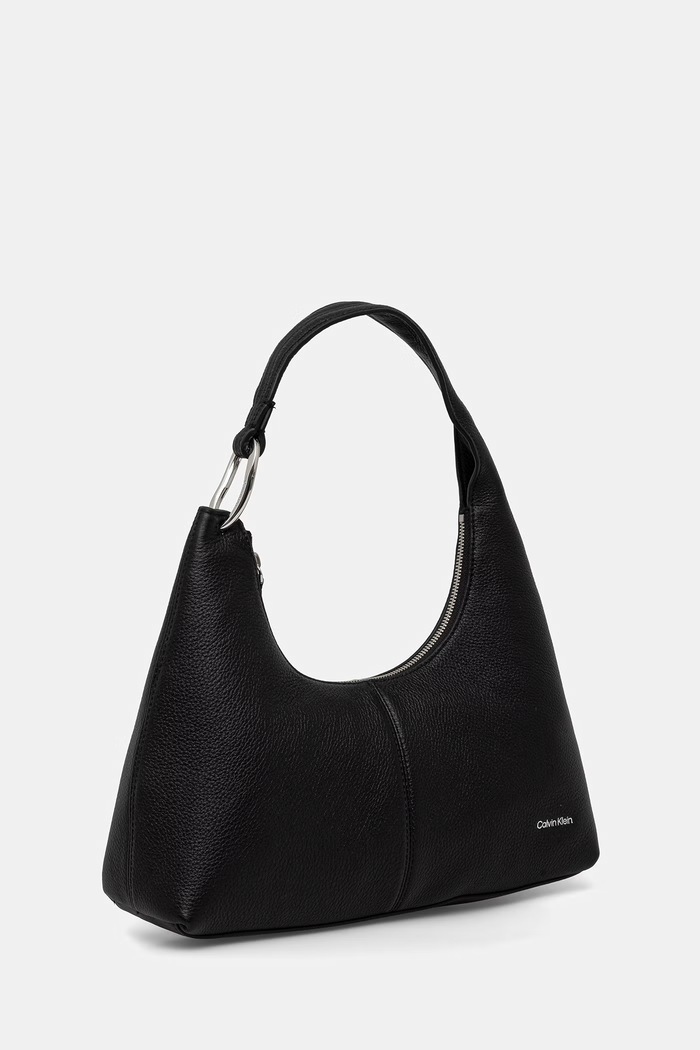 Calvin Klein kabelka hobo dámska kožená LV04F3657G čierna AW26