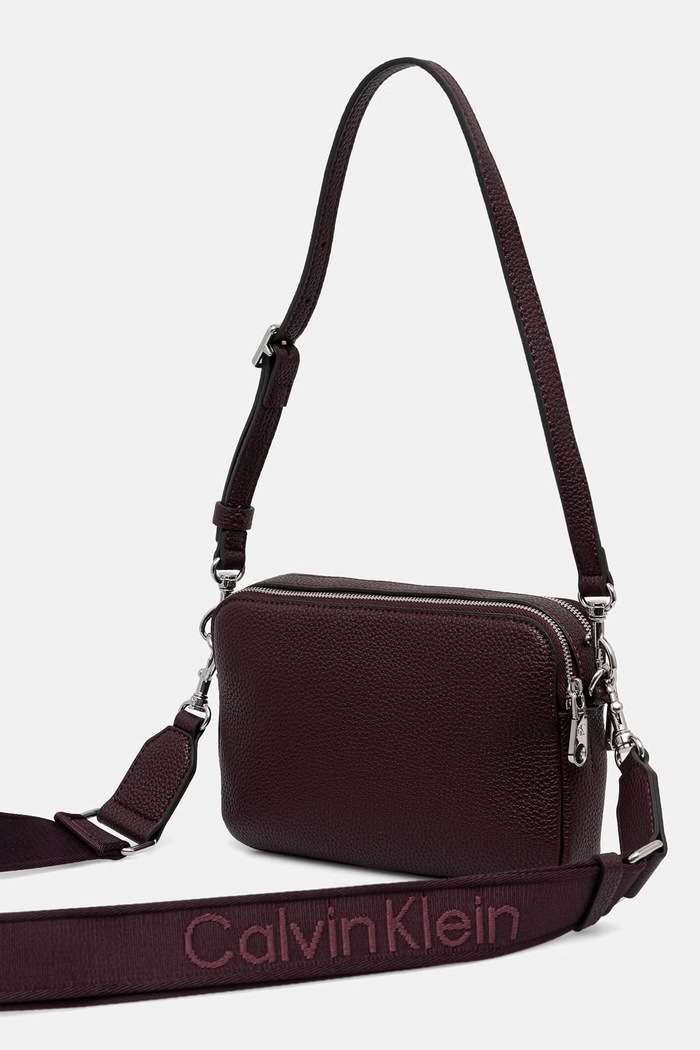 Akcesoria Calvin Klein torebka crossbody damska z imitacji skóry LV04F3656G bordowy