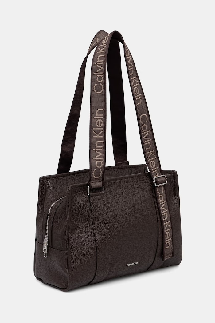 Calvin Klein torebka tote damska z imitacji skóry LV04F3644G brązowy AW26