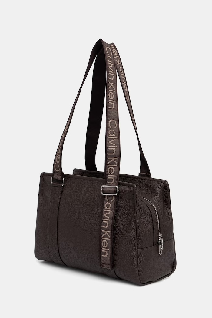 Akcesoria Calvin Klein torebka tote damska z imitacji skóry LV04F3644G brązowy