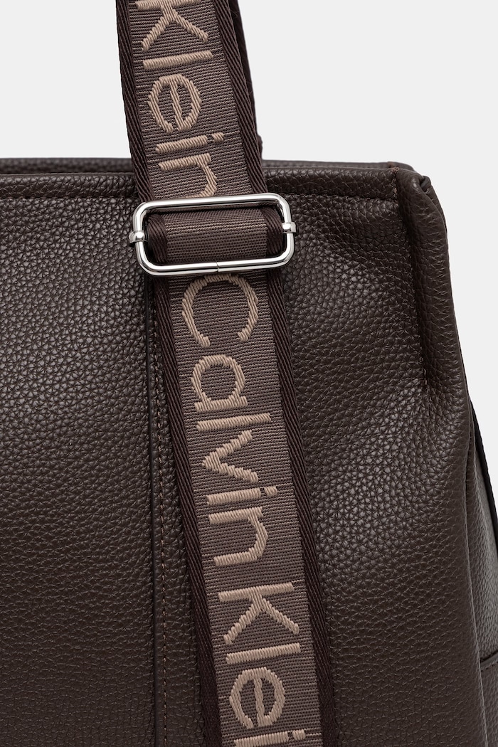 Calvin Klein torebka tote damska z imitacji skóry brązowy LV04F3644G