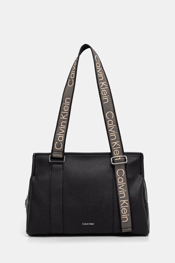 Calvin Klein kabelka typu tote dámska z imitácie kože čierna LV04F3644G